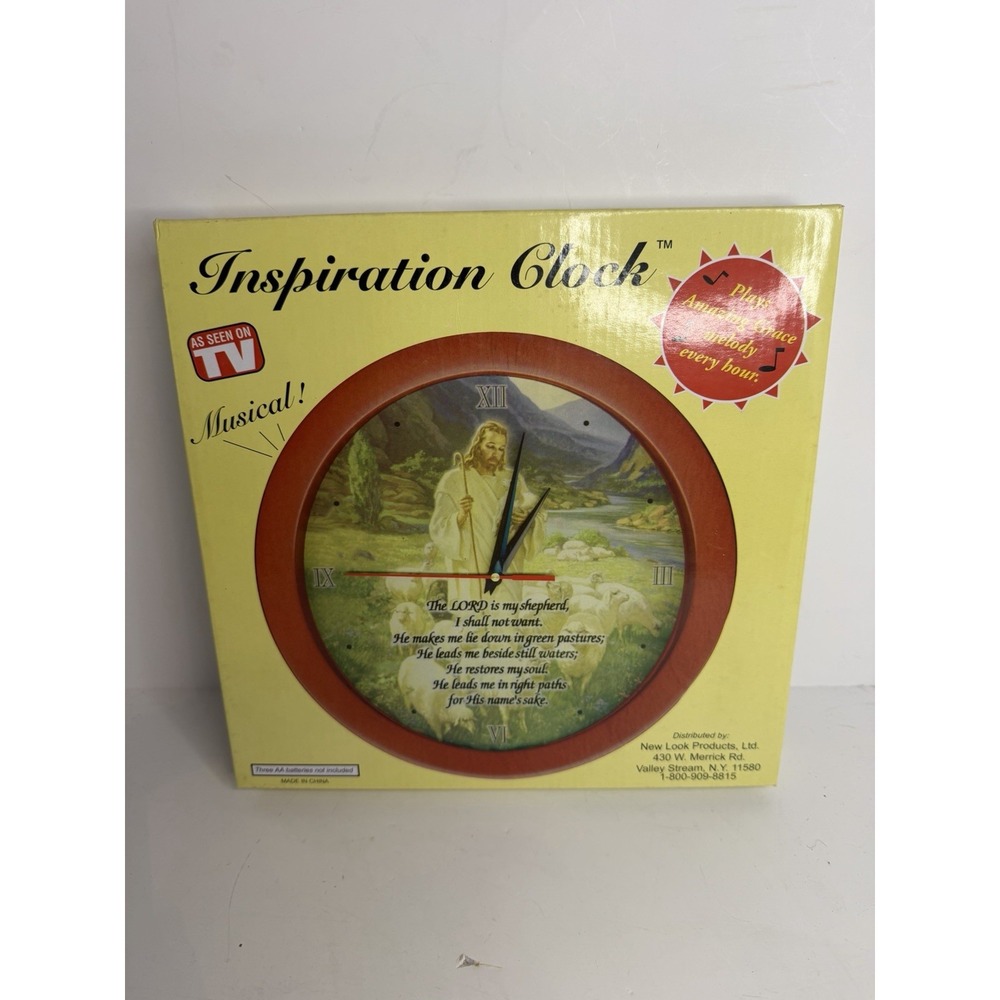 Jesus Good Shepherd Psalm 23 Musical Amazing Grace Wall Clock NIB